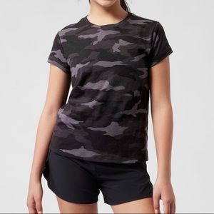 Athleta Girl Daily Cotton Tee Black Grey Camo Medium 8-10